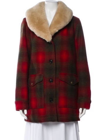 Pre-owned Filson Wool Plaid Print Coat In Red