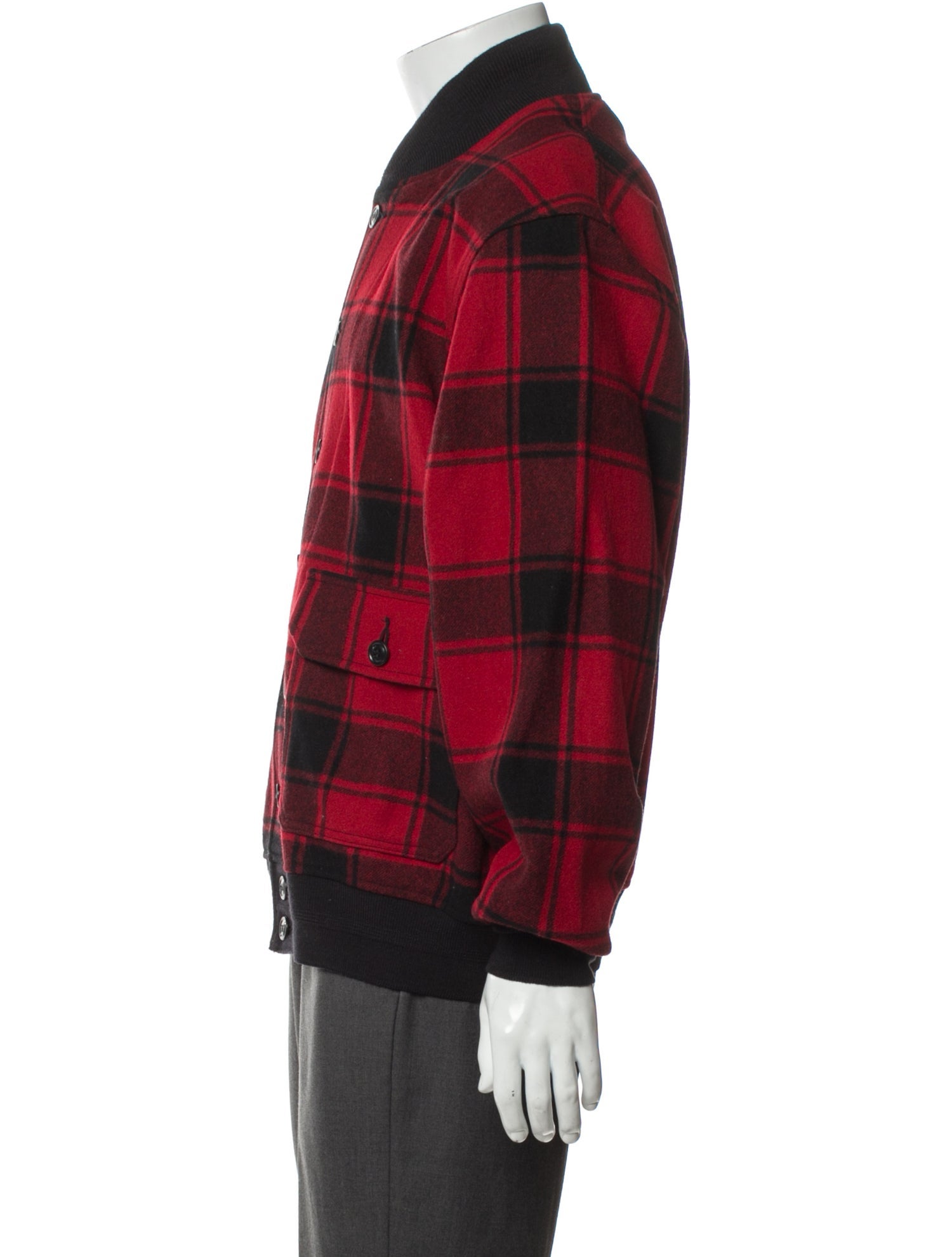 Filson Wool Plaid Print Bomber Jacket