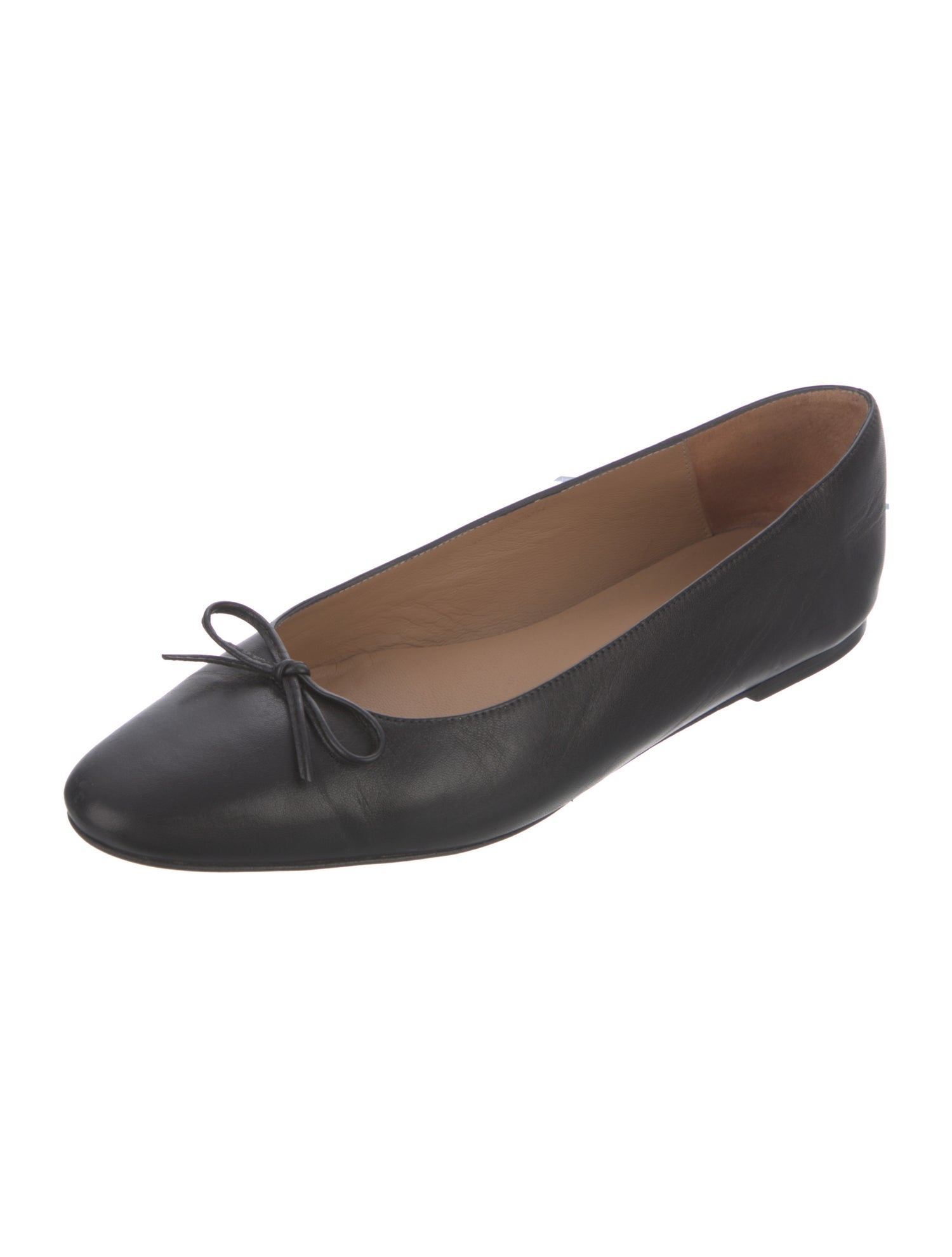 Flattered Leather Bow Accents Ballet Flats
