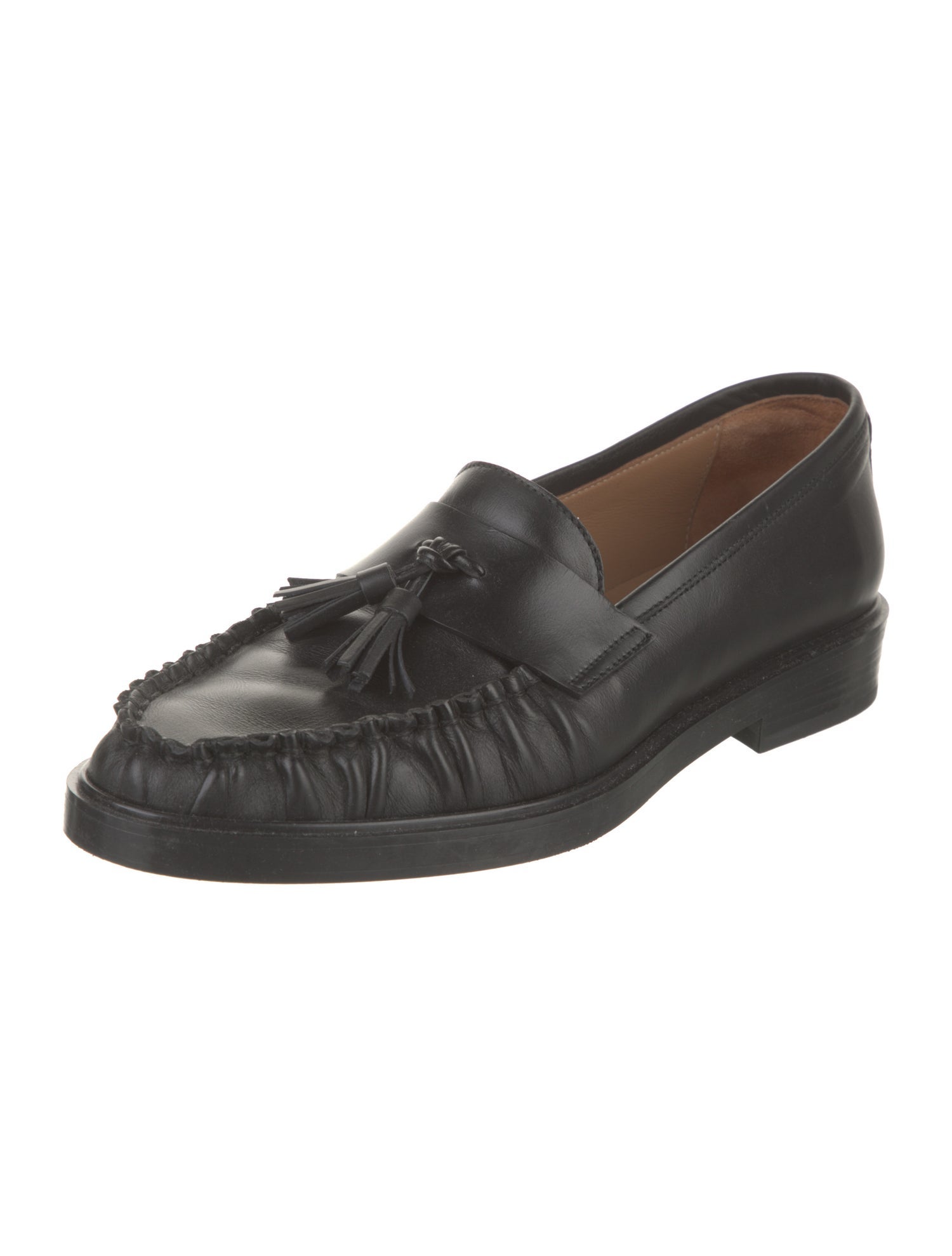 Flattered Leather Tassel Accents Loafers
