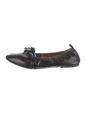 Flattered Leather Bow Accents Ballet Flats