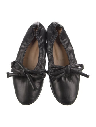 Flattered Leather Bow Accents Ballet Flats