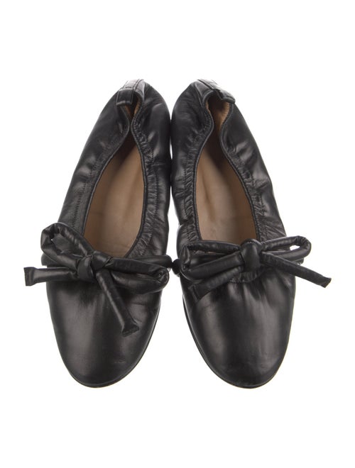 Flattered Leather Bow Accents Ballet Flats
