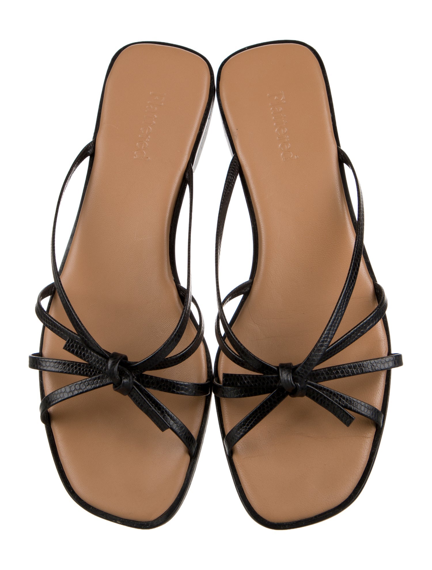 Flattered Leather Bow Accents Slides