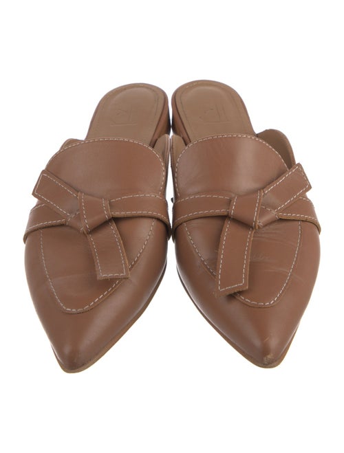 Flattered Leather Bow Accents Mules