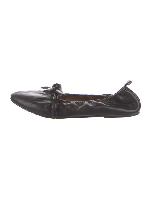 Flattered Leather Bow Accents Ballet Flats