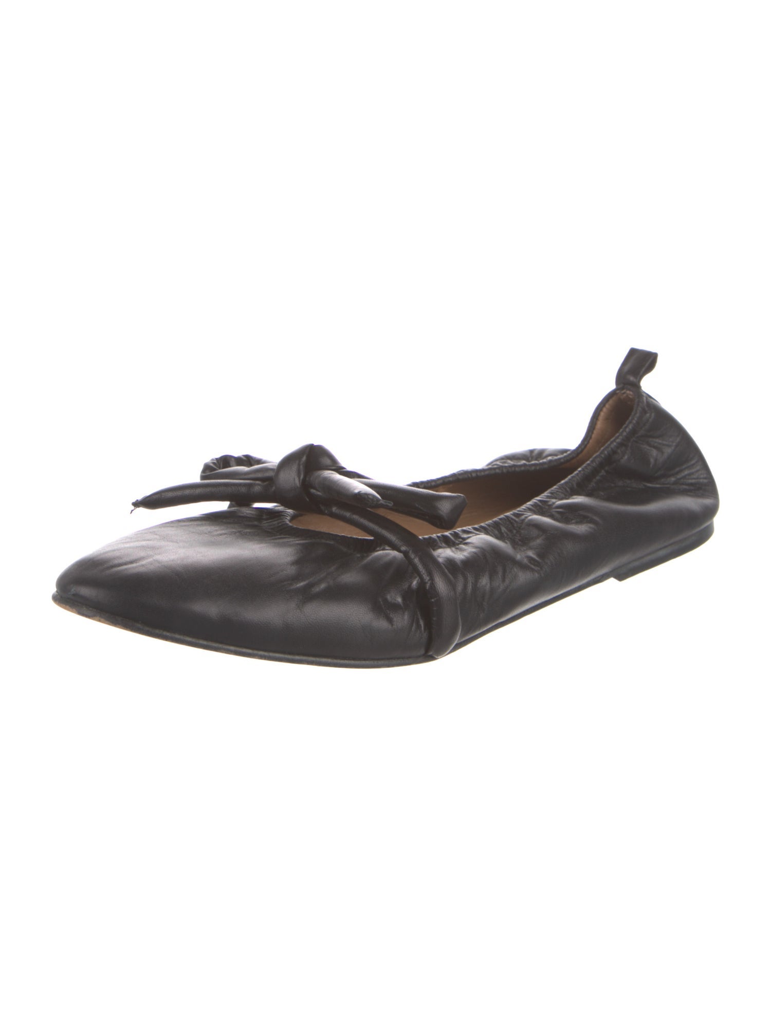 Flattered Leather Bow Accents Ballet Flats