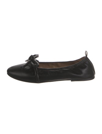 Flattered Leather Bow Accents Ballet Flats