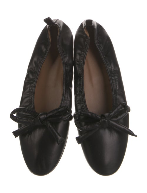 Flattered Leather Bow Accents Ballet Flats