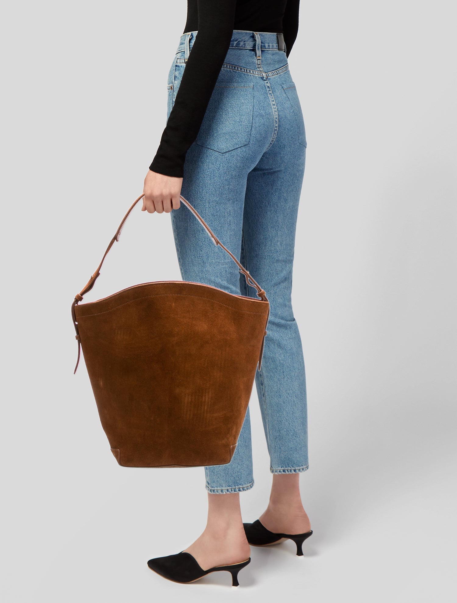 Flattered Suede Bucket Bag