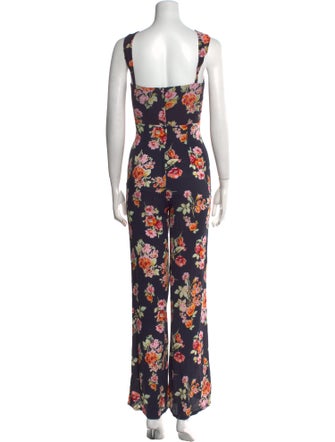 Flynn Skye Floral Print Square Neckline Jumpsuit