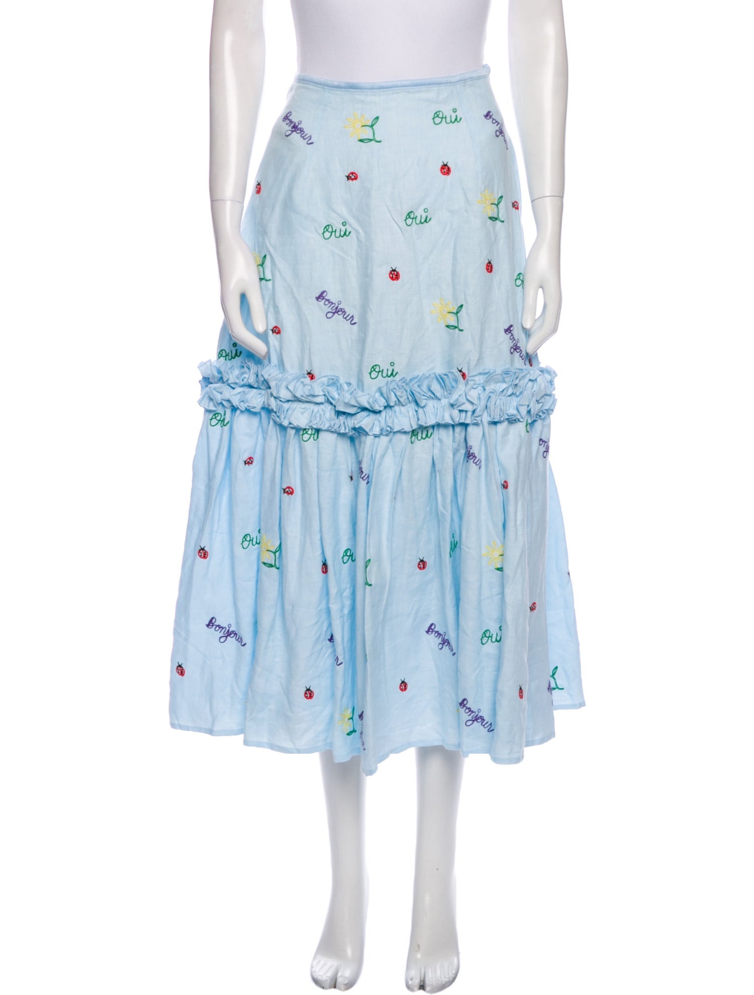 FANM MON X Clare V. Linen Midi Length Skirt