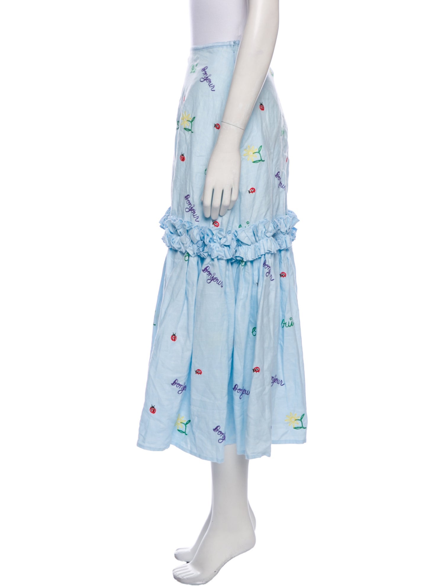 FANM MON X Clare V. Linen Midi Length Skirt