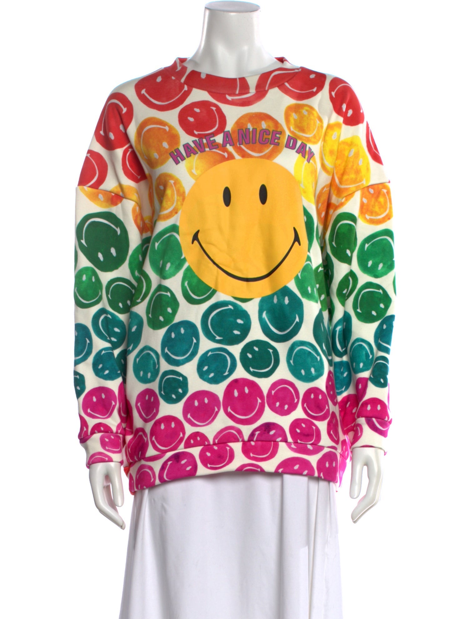 Farm Rio x Smiley Graphic Print Crew Neck Sweatshirt w/ Tags