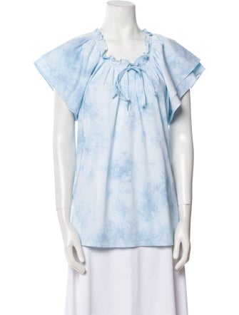 Finley Tie-Dye Print Tie Neck Blouse