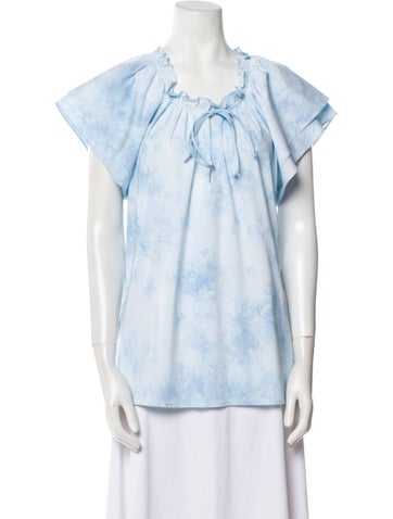 Finley Tops Tie-Dye Print Tie Neck Blouse L