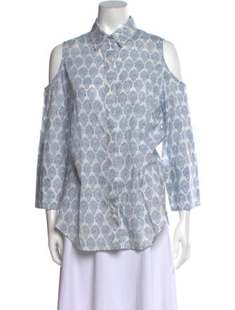 Finley Printed Three-Quarter Sleeve Button-Up Top
