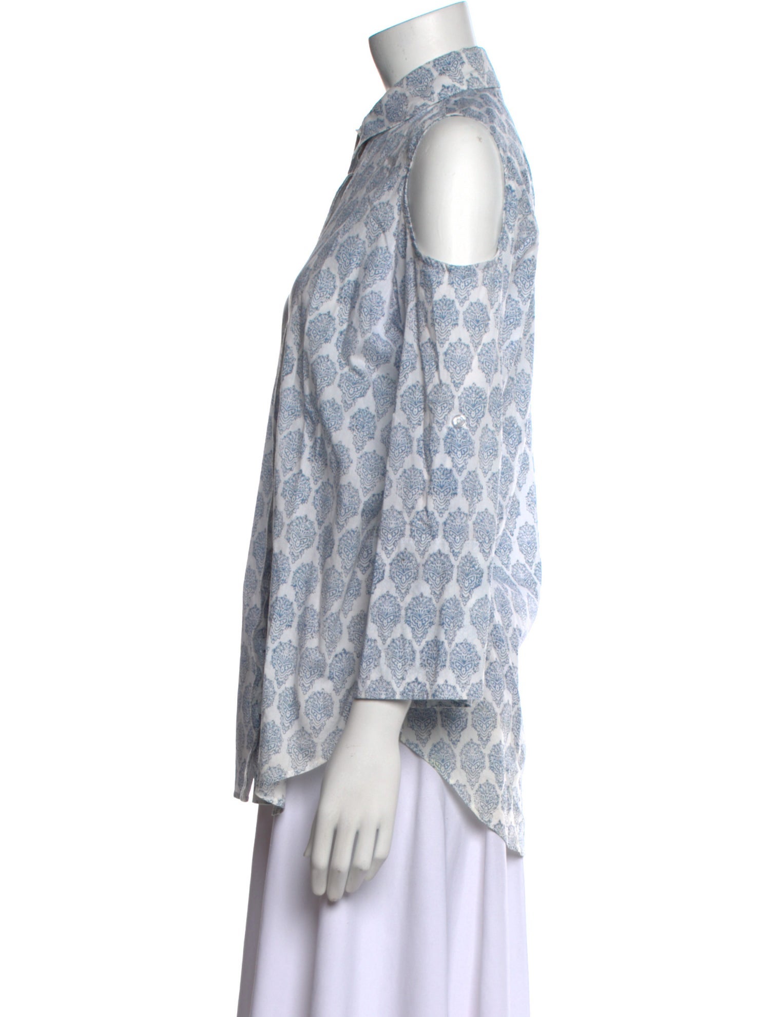 Finley Printed Three-Quarter Sleeve Button-Up Top