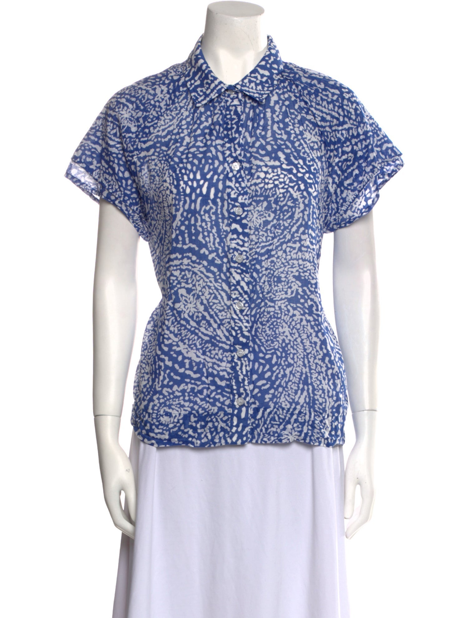 Finley Printed Short Sleeve Button-Up Top