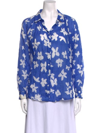 Finley Floral Print V-Neck Button-Up Top