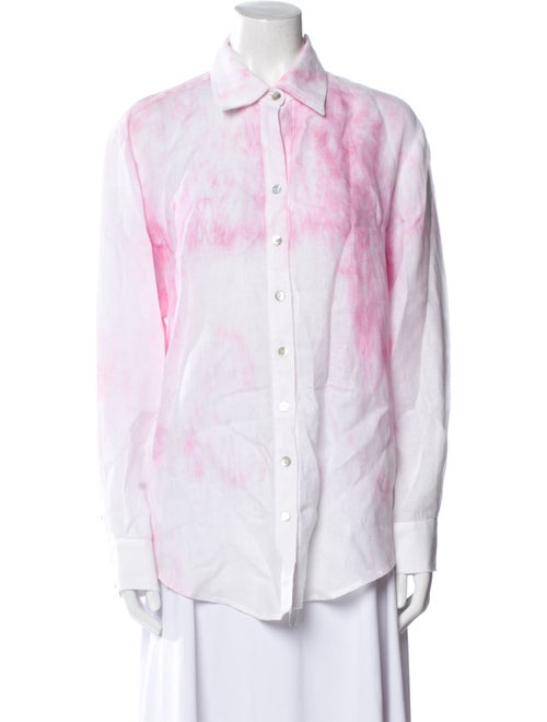 Finley Linen Tie-Dye Print Button-Up Top