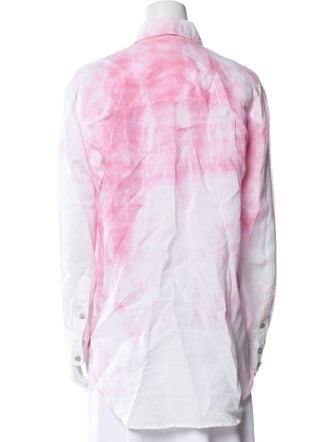 Finley Linen Tie-Dye Print Button-Up Top