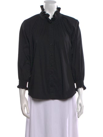 Finley Mock Neck Three-Quarter Sleeve Button-Up Top