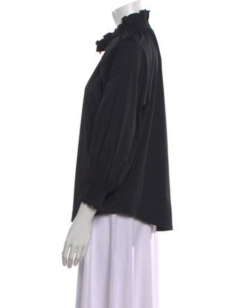 Finley Mock Neck Three-Quarter Sleeve Button-Up Top