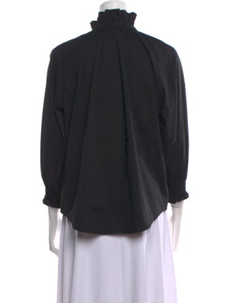 Finley Mock Neck Three-Quarter Sleeve Button-Up Top