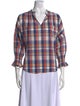 Finley Plaid Print V-Neck Button-Up Top