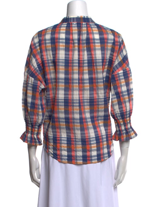 Finley Plaid Print V-Neck Button-Up Top