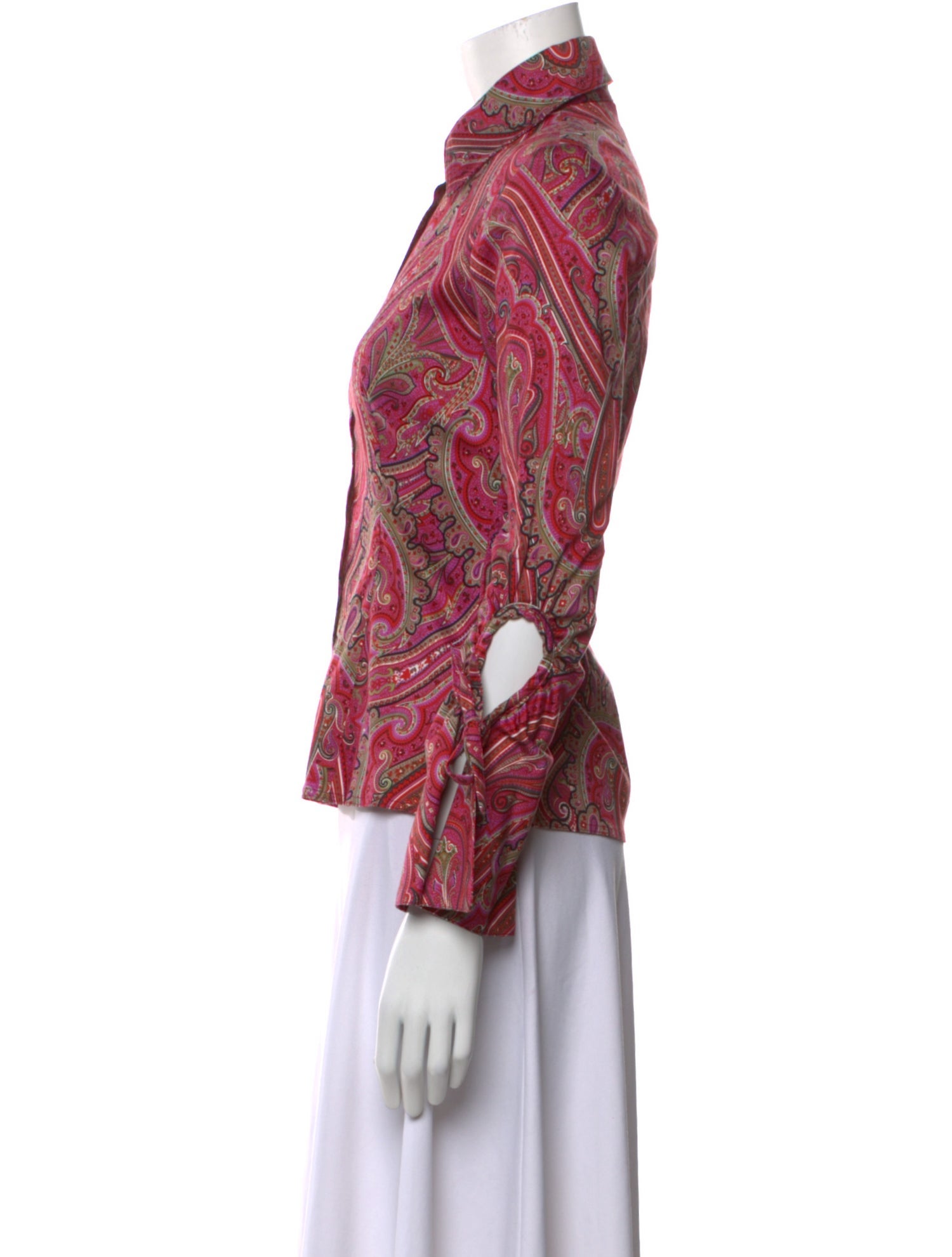 Finley Paisley Print Three-Quarter Sleeve Button-Up Top