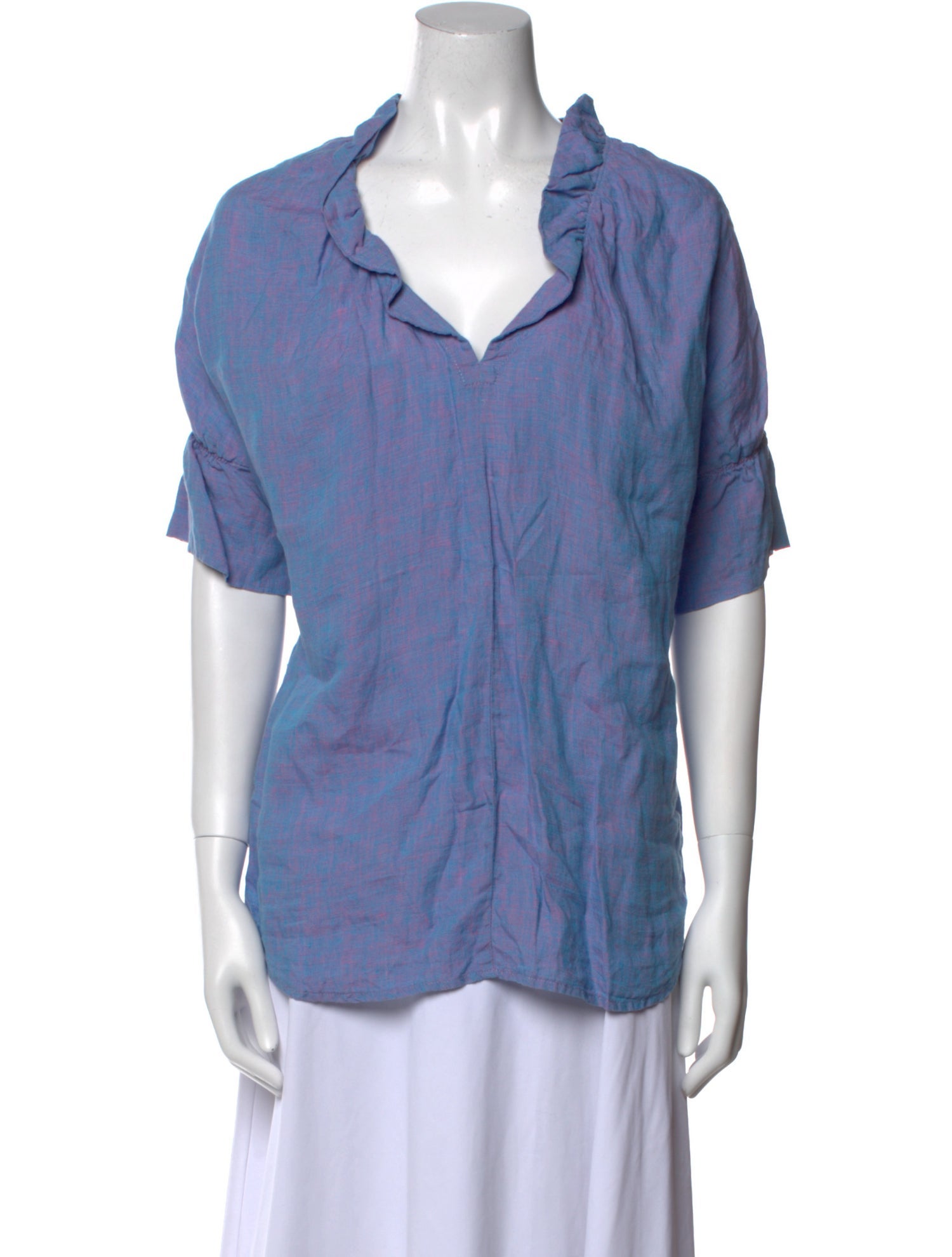 Finley Linen V-Neck Button-Up Top