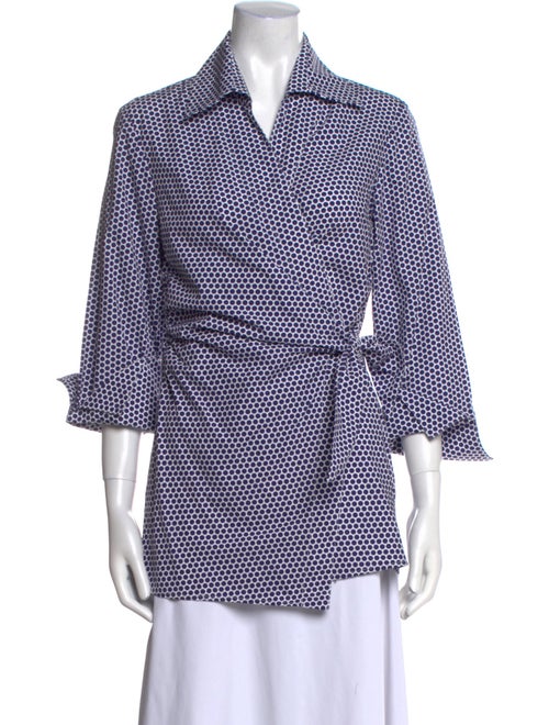 Finley Polka Dot Print Three-Quarter Sleeve Button-Up Top