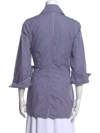 Finley Polka Dot Print Three-Quarter Sleeve Button-Up Top
