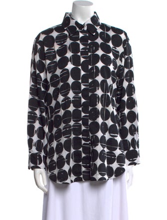 Finley Polka Dot Print Long Sleeve Button-Up Top
