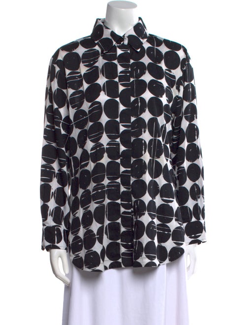 Finley Polka Dot Print Long Sleeve Button-Up Top