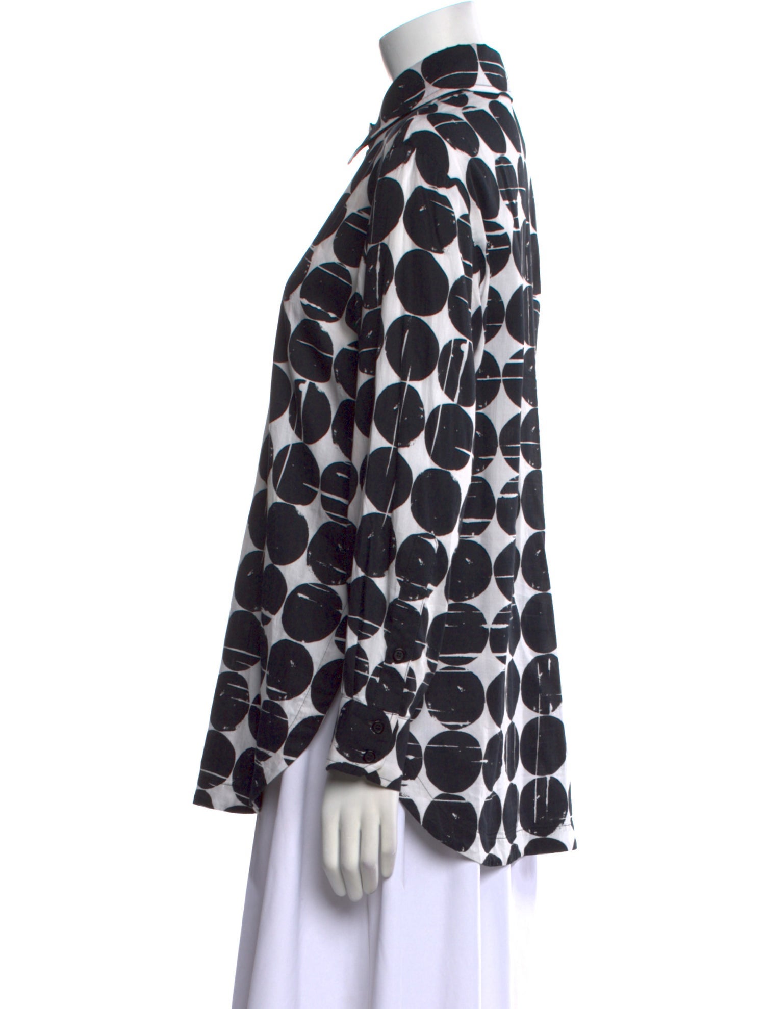 Finley Polka Dot Print Long Sleeve Button-Up Top