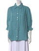 Finley Linen Three-Quarter Sleeve Button-Up Top