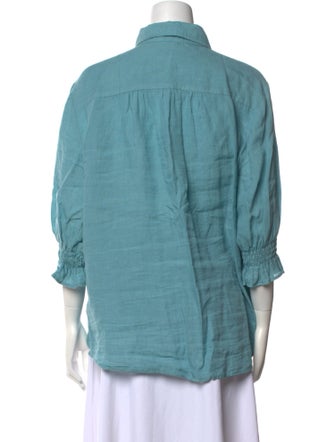 Finley Linen Three-Quarter Sleeve Button-Up Top