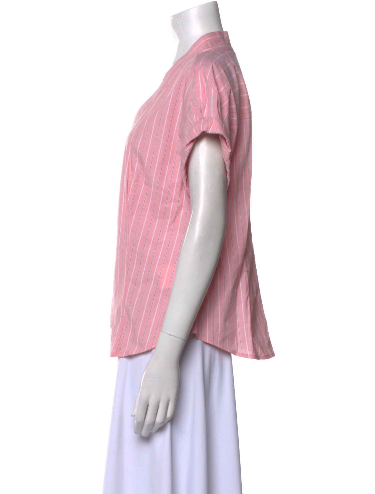 Finley Striped V-Neck Button-Up Top