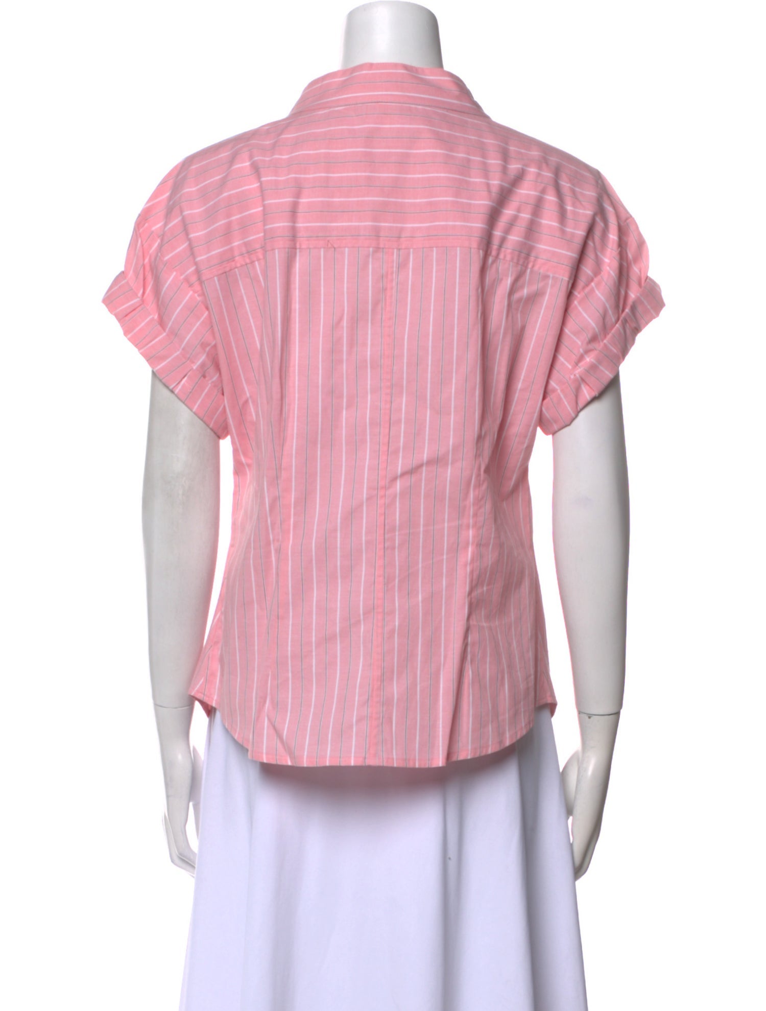 Finley Striped V-Neck Button-Up Top