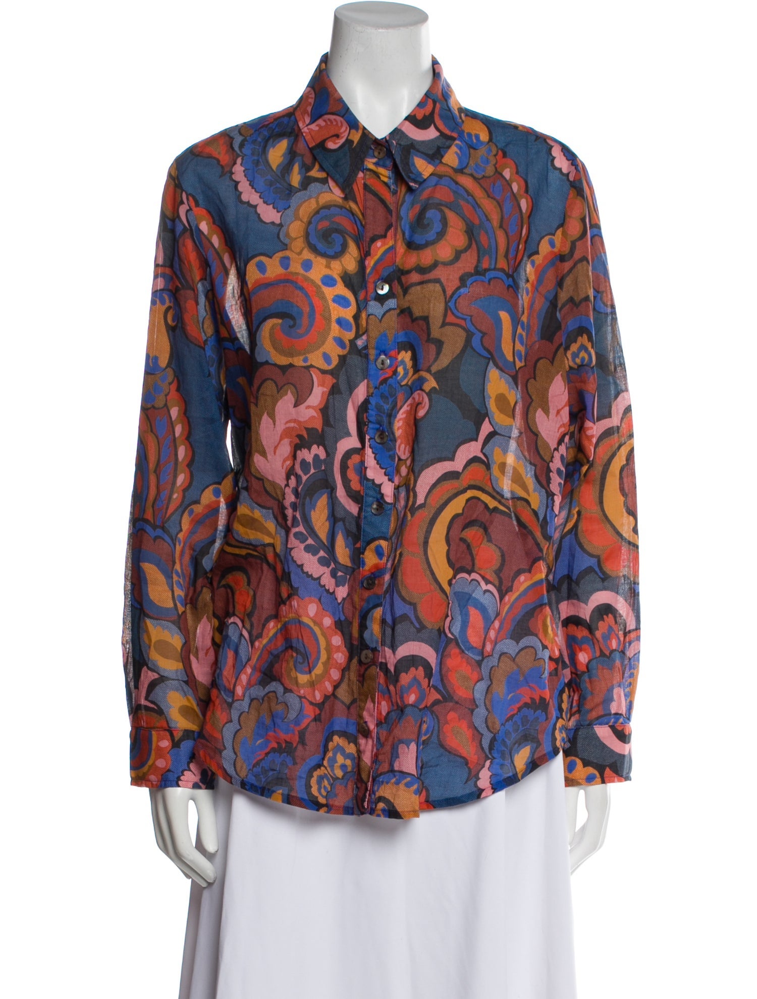 Finley Printed Long Sleeve Button-Up Top