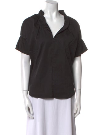 Finley V-Neck Short Sleeve Button-Up Top