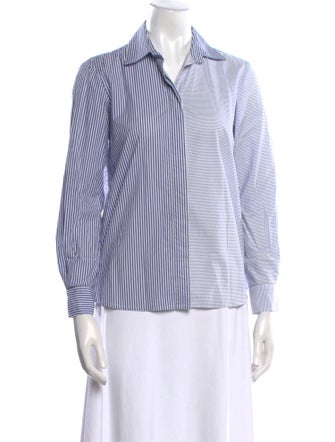 Finley Striped Three-Quarter Sleeve Button-Up Top