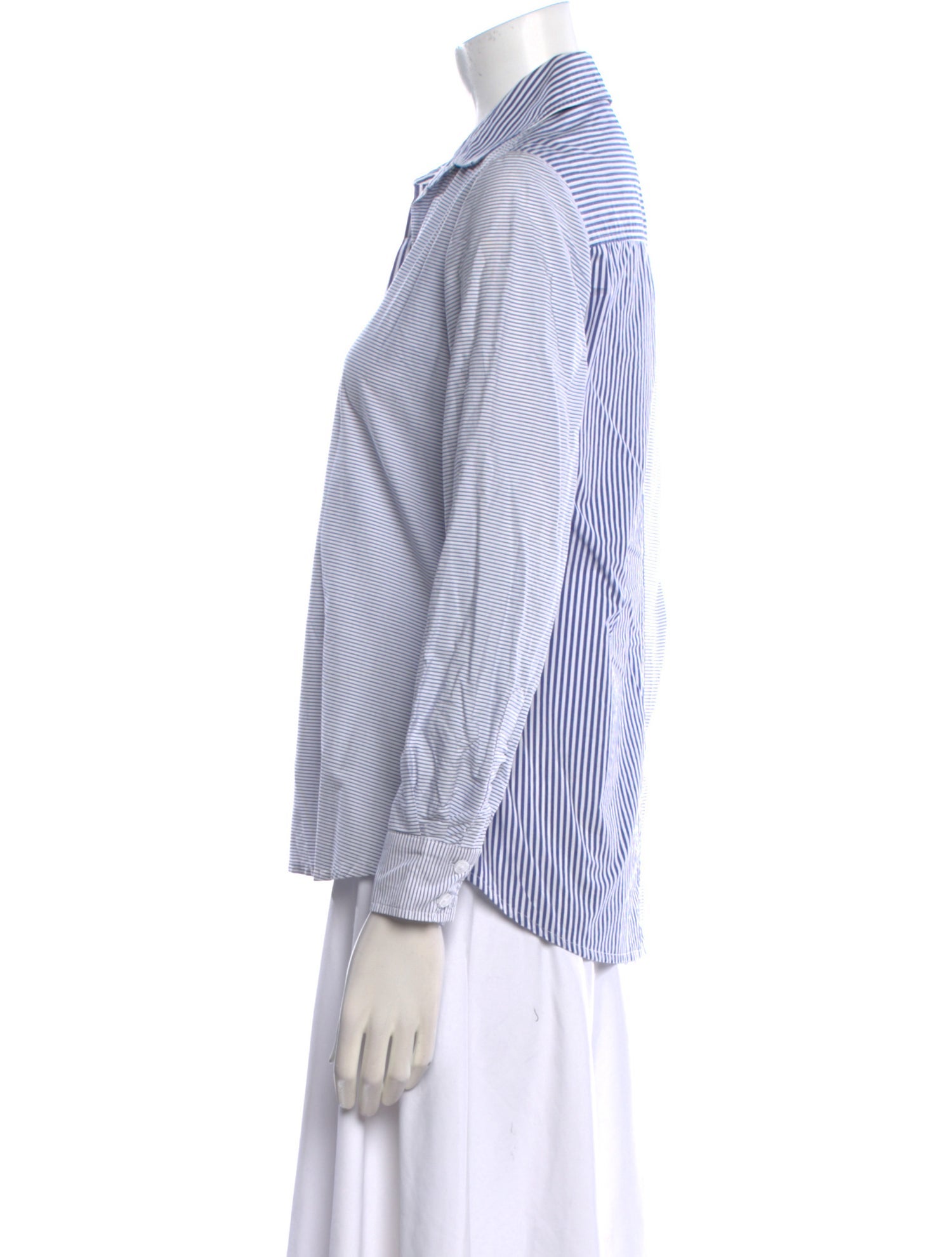 Finley Striped Three-Quarter Sleeve Button-Up Top