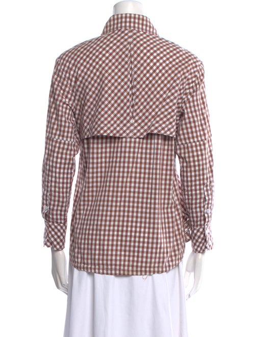 Finley Plaid Print Three-Quarter Sleeve Button-Up Top