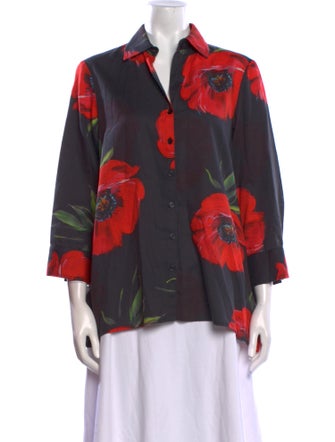 Finley Floral Print Three-Quarter Sleeve Blouse