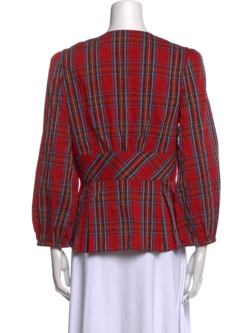 Finley Plaid Print V-Neck Blouse