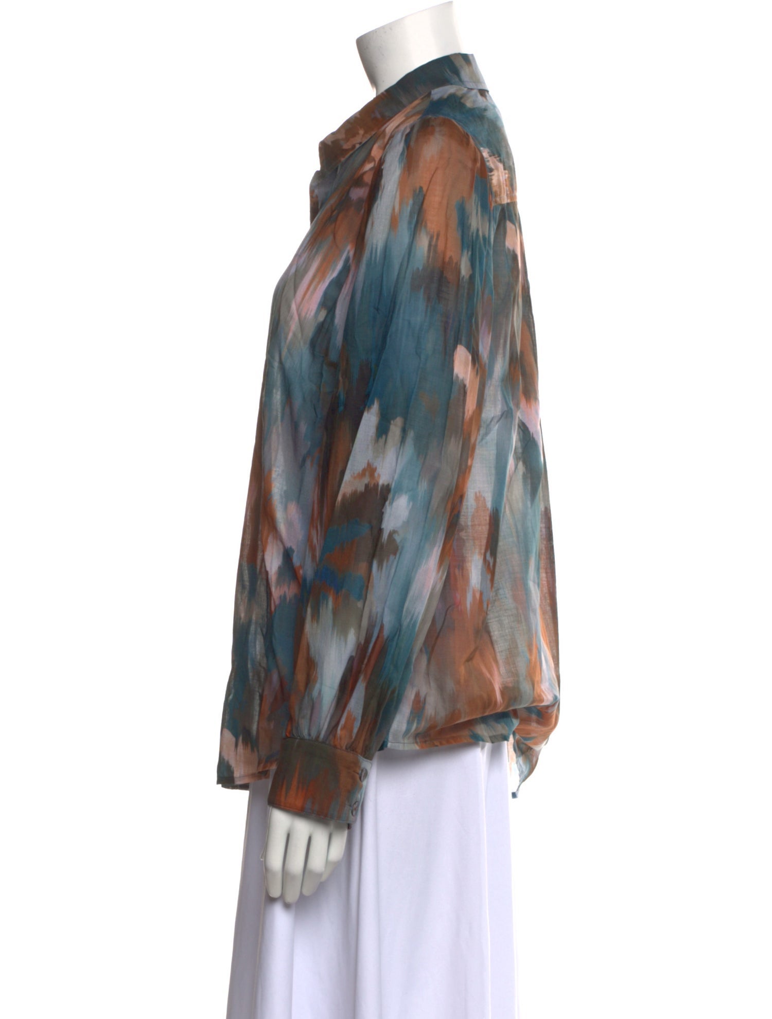 Finley Printed Long Sleeve Button-Up Top w/ Tags